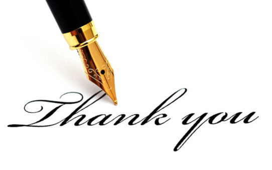 万年筆で書かれたThank you